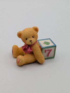 Cherished Teddies Bear with Number 7 Block (302902) 1997 Mini Figurine